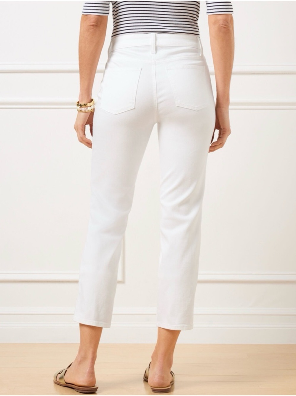 Talbots Size 4 Petite Jegging Crop White Denim Pants Stretch Cotton Blend Casual - Picture 3 of 13